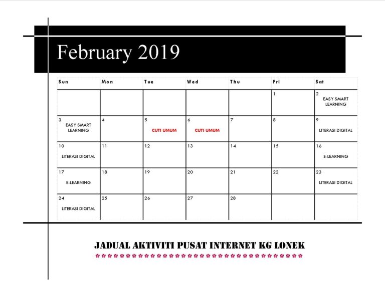 JADUAL AKTIVITI FEB2019