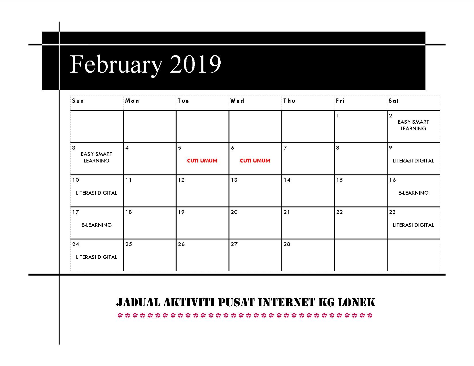 JADUAL AKTIVITI FEB2019
