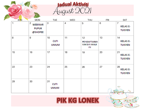 Jadual Ogos