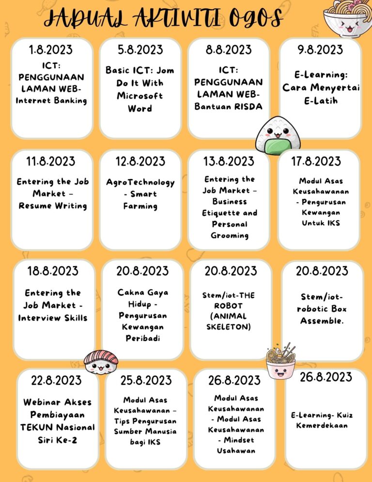 JADUAL AKTIVITI OGOS
